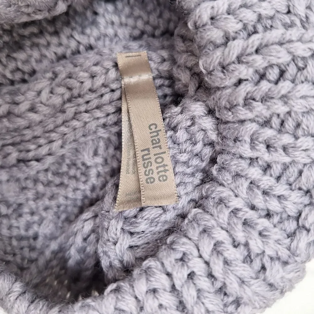 gray spike studded slouchy beanie knitted hat