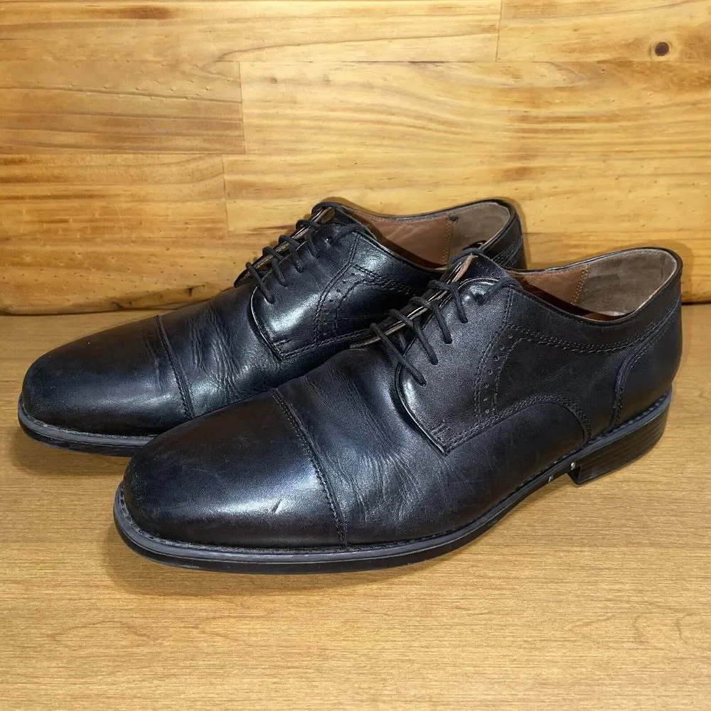Johnston‎ & Murphy Shoes Men 11 Black Sheepskin Dress Casual Shoes Cap Toe