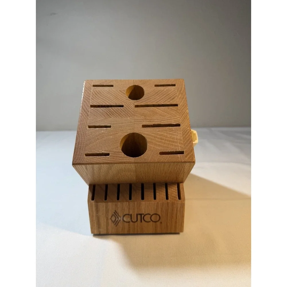 CUTCO Homemaker 18 Slot Gourmet Knife Block Solid Oak Wood Made USA Scissor Slot