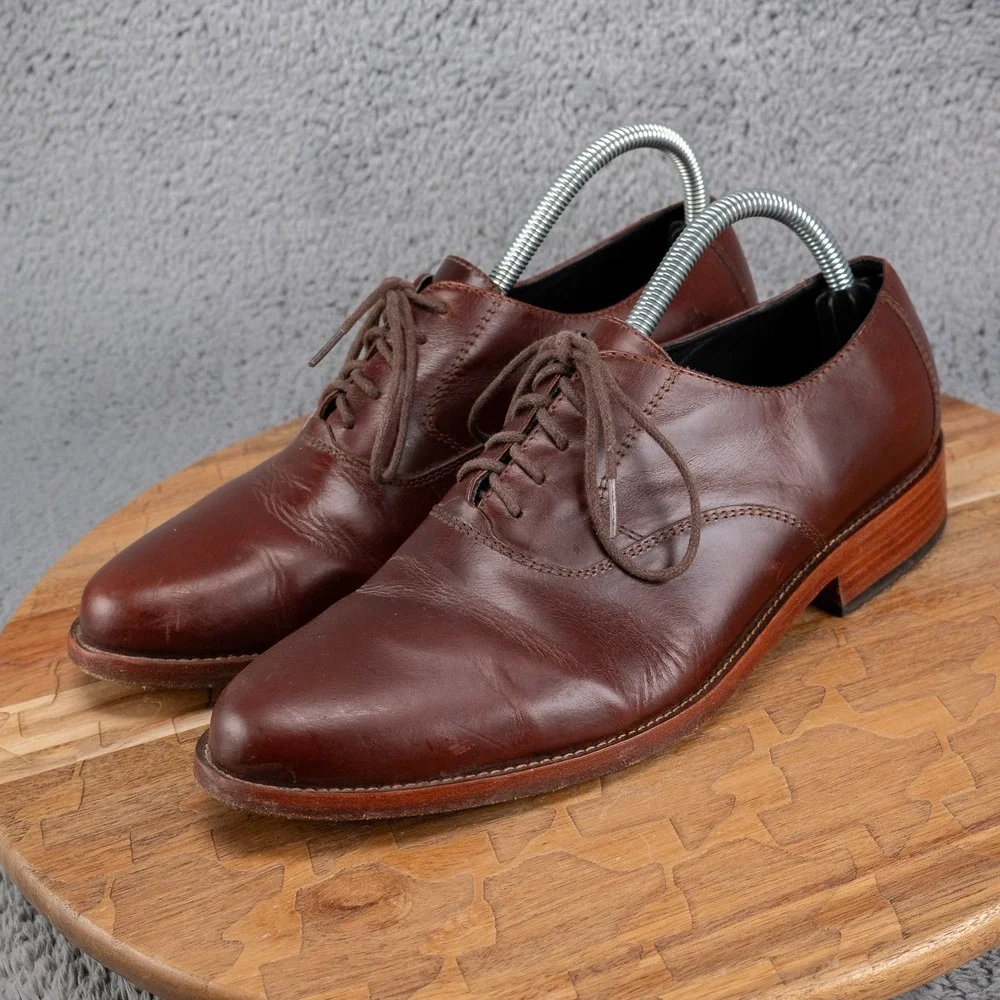 NISOLO MEN'S EVERYDAY OXFORD LEATHER DRESS SHOES BROWN SZ 8‎