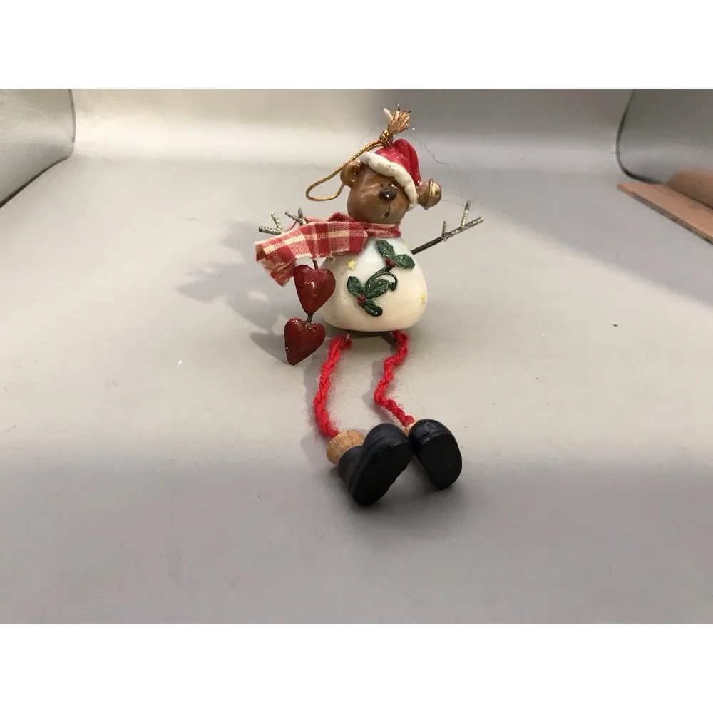Teddy Bear‎ Snowman Ornament Hearts And Hanging Feet