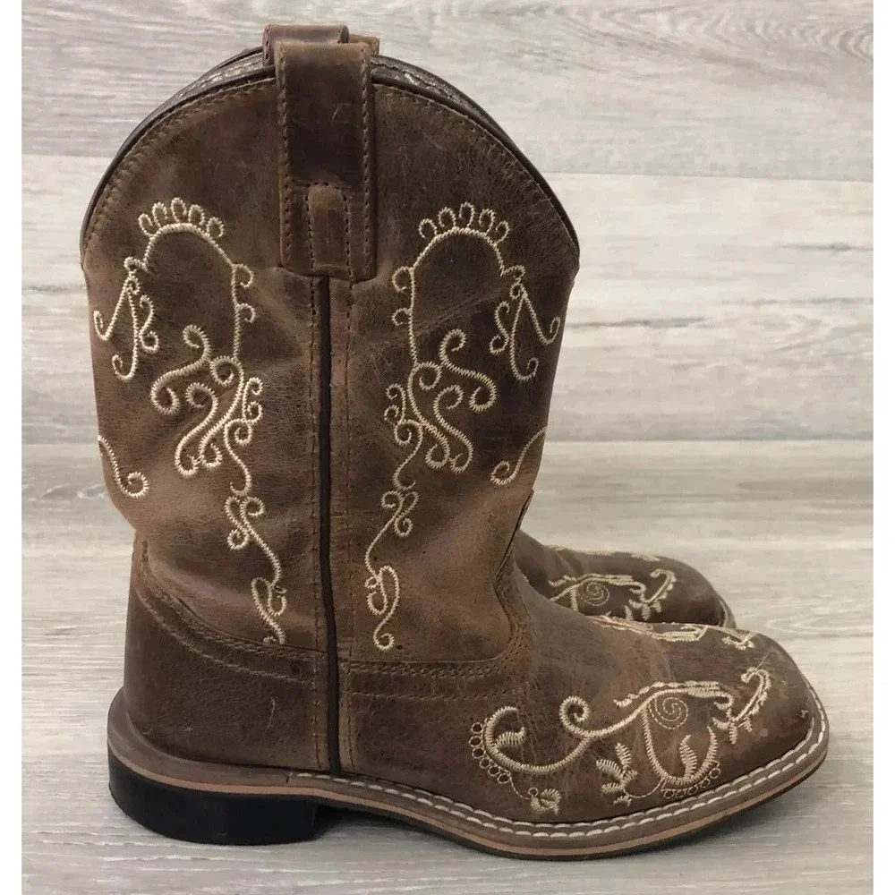 Smoky Mountain Girls Brown Leather Western Cowboy 2 Youth Rodeo Country‎ Gift