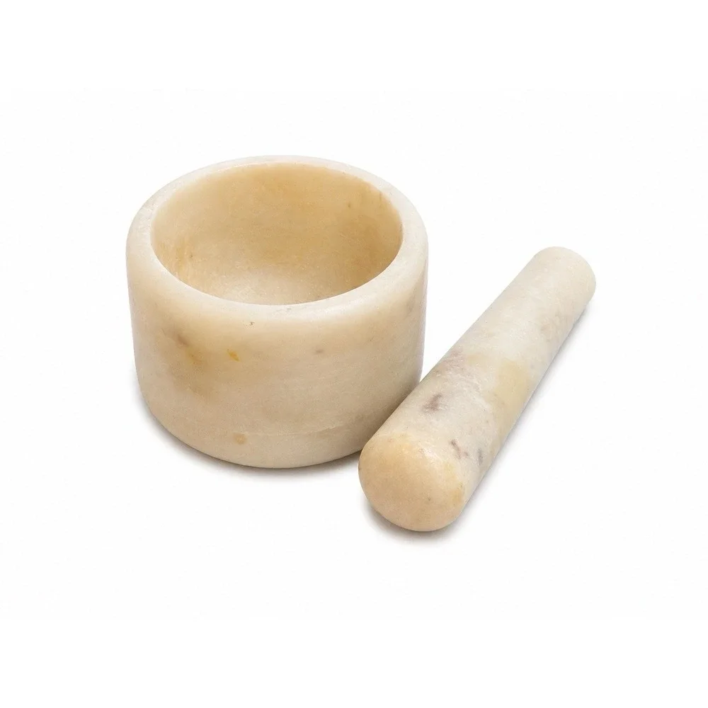 Vintage Marble Mortar Pestle Cream Stone Apothecary Cottagecore Kitchen Decor