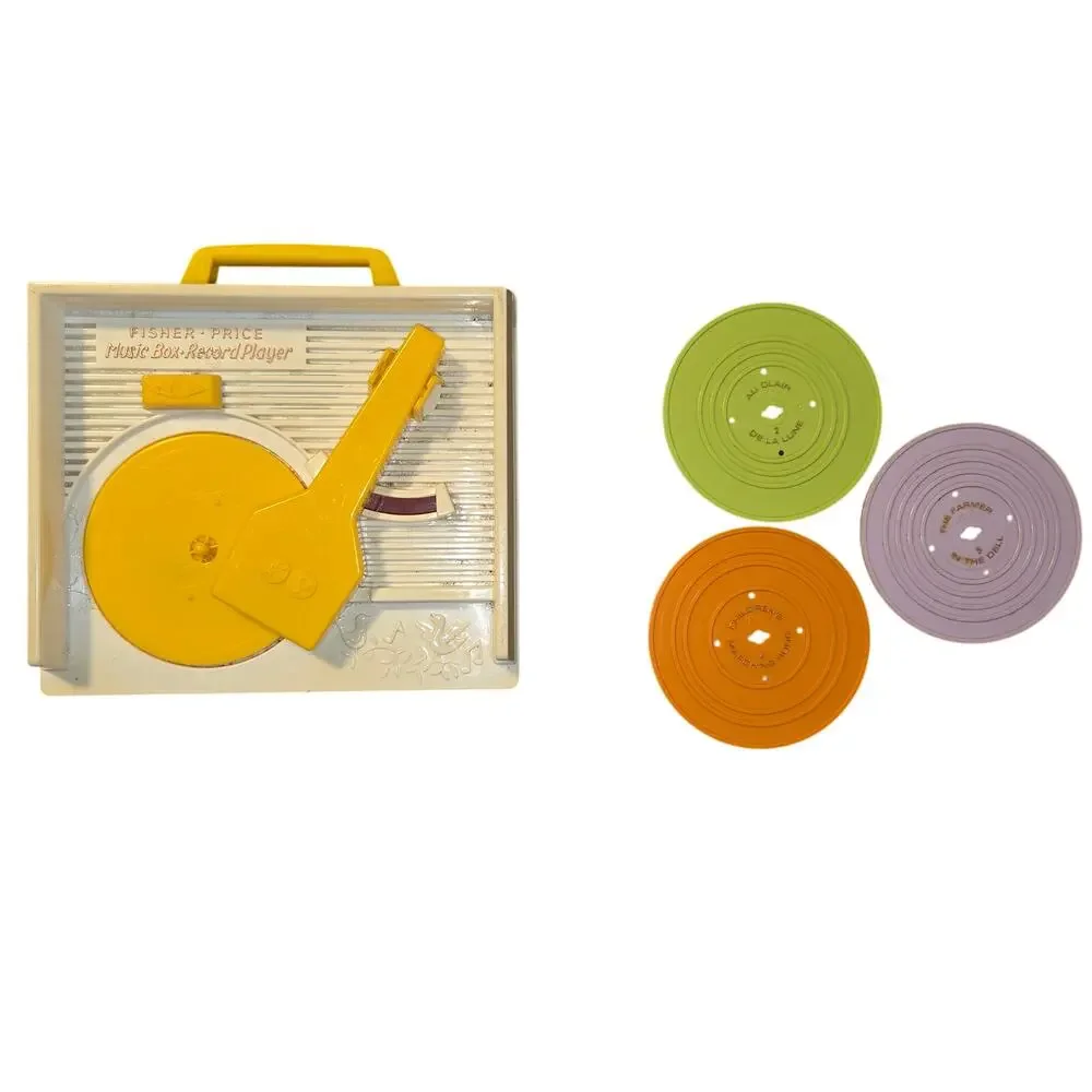 Fisher Price Music Box Record Player Classic Toys 2010 -3 Discs-2 sided Pretend