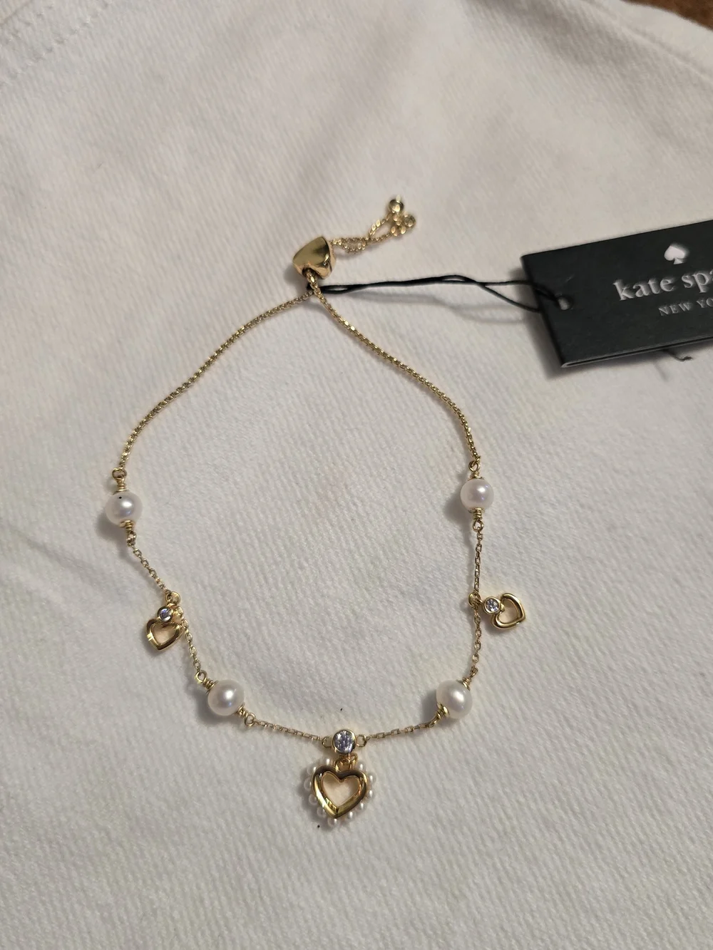 kate spade Gold Heart & Pearl Bracelet