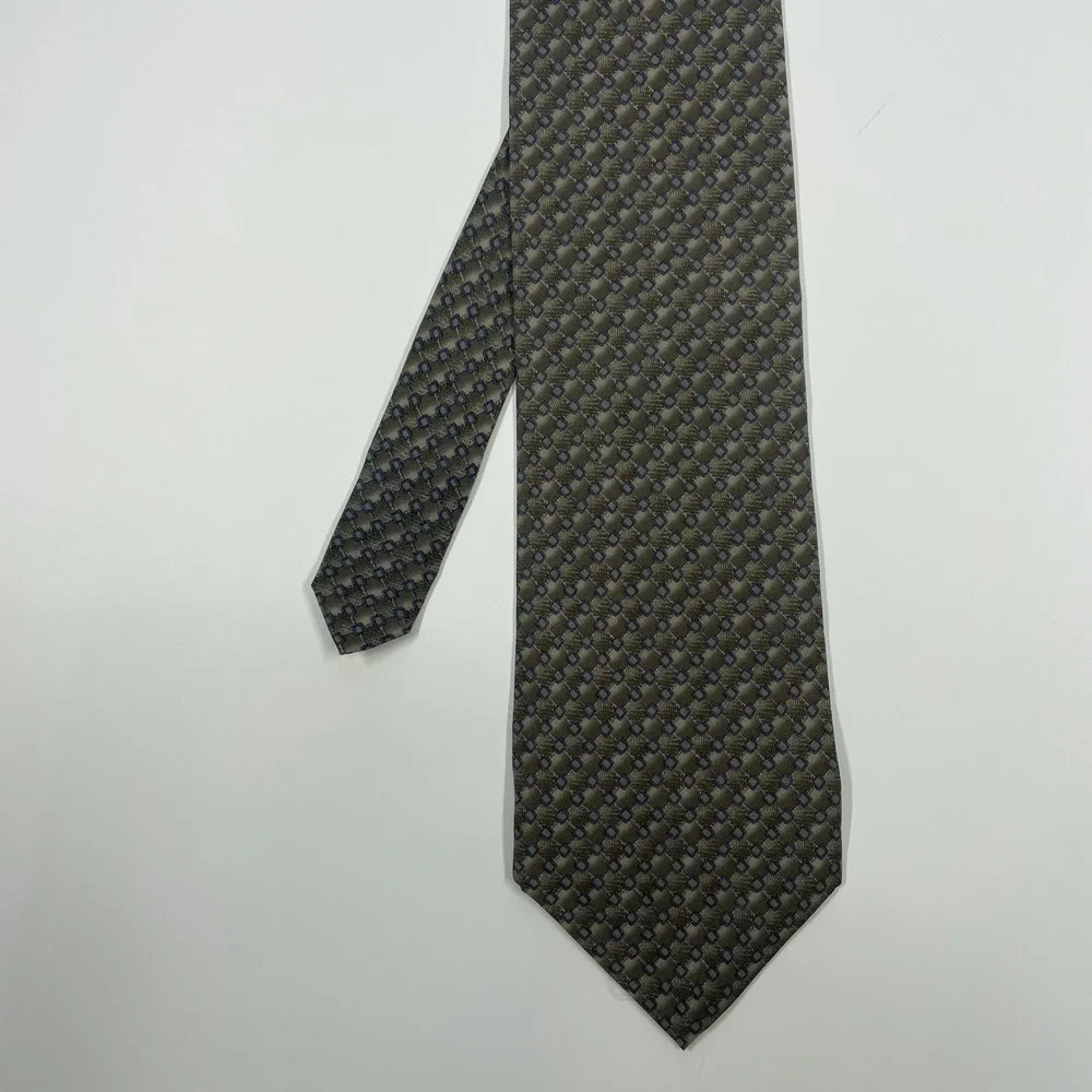 Dockers Taupe Blue Geometric Silk Necktie Mens OSFA