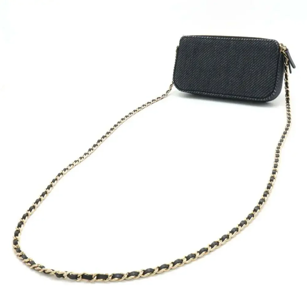 CHANEL blue leather