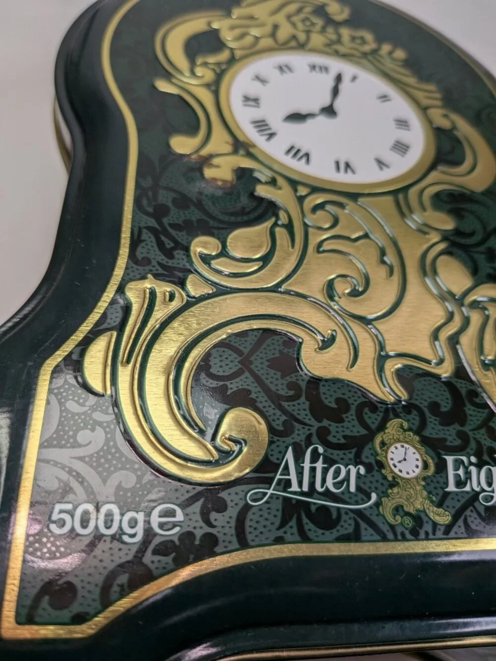 Vintage After Eight Chocolate Metal Tin Grandfather Clock Collectible Storage