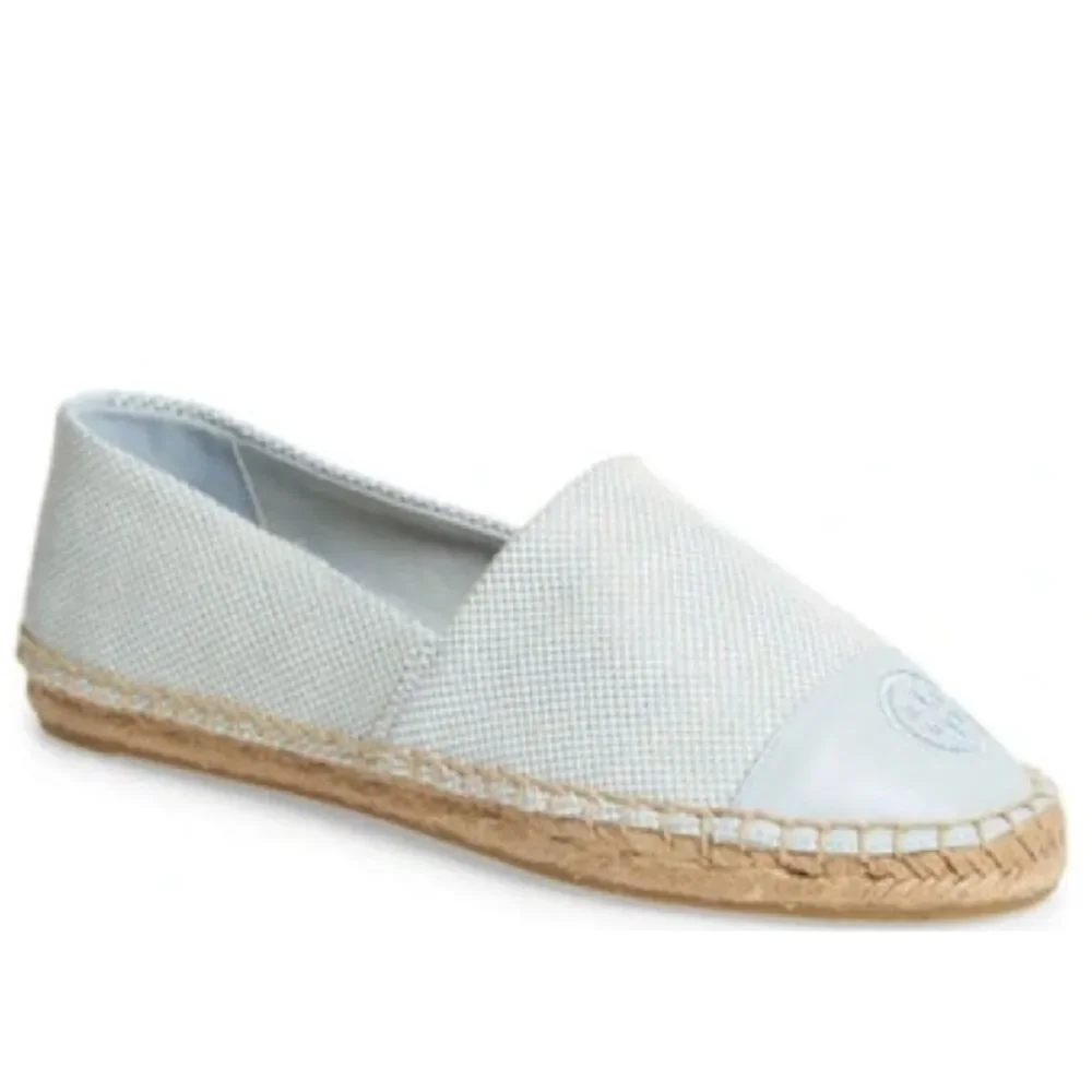 Tory Burch Colorblock Espadrille Flats Seltzer Blue Size 10