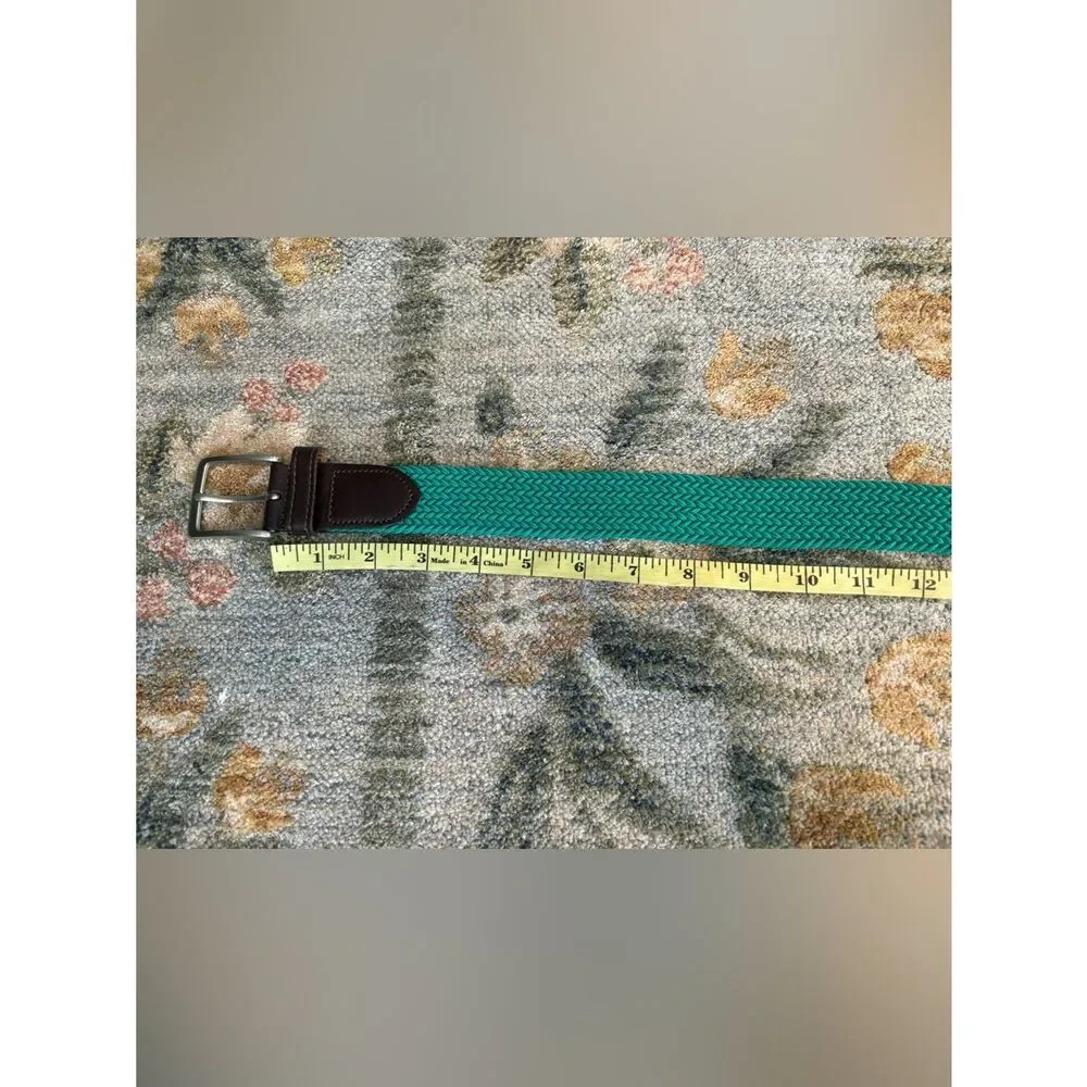 J. Crew Braided Belt in Green with Leather Detail Size Large
