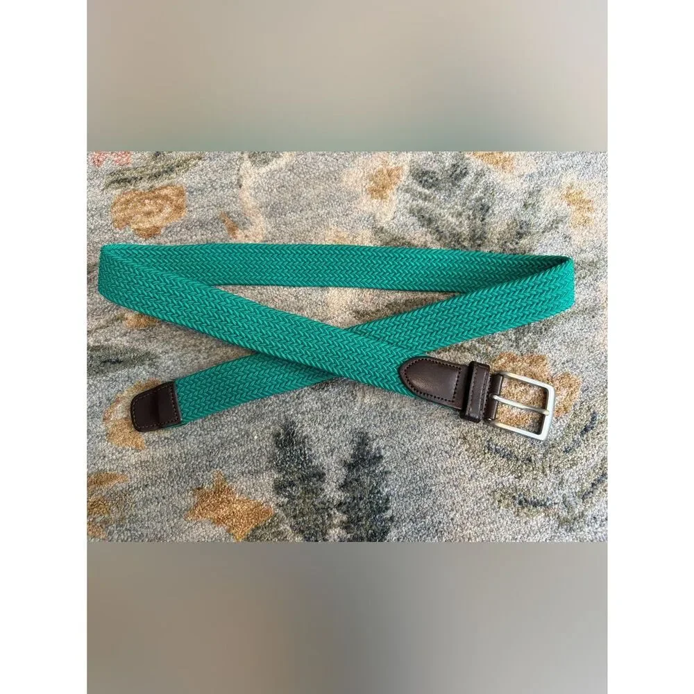 J. Crew Braided Belt in Green with Leather Detail Size Large