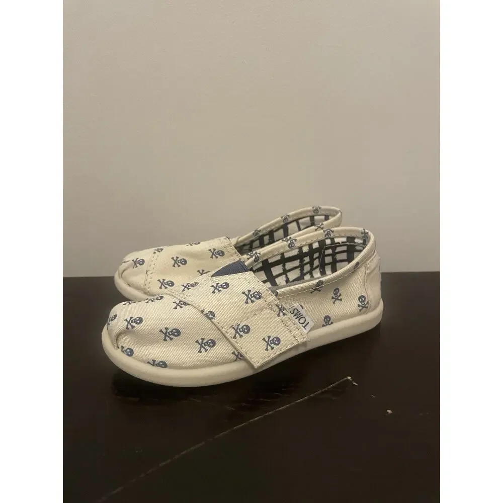 Toms Classics Natural Roque Tiny Toddler‎ Slip On Casual Canvas Flat Shoes 7.5