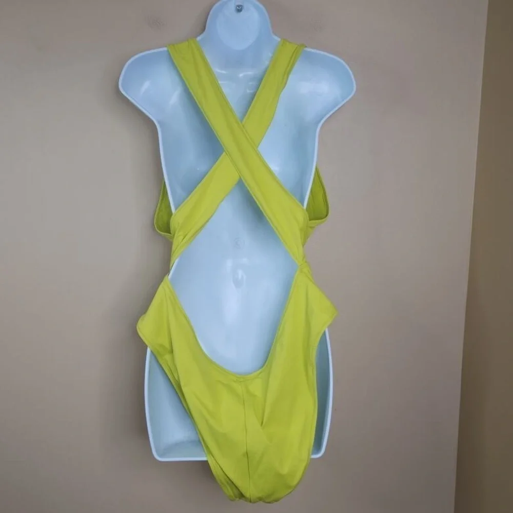 SKIMS  (C4) RECYCLED SWIM CUT OUT PLUNGE MONOKINI CITRUS SIZE NWT XXS