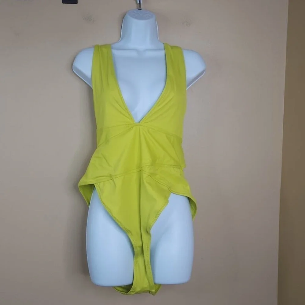 SKIMS  (C4) RECYCLED SWIM CUT OUT PLUNGE MONOKINI CITRUS SIZE NWT XXS