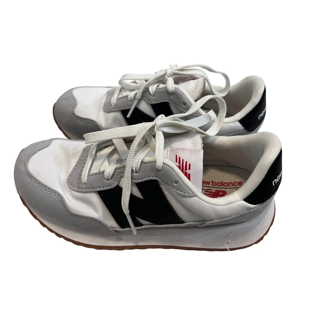 New Balance 237 Kids Casual Lifestyle Sneakers White‎ Grey Black Big Kid 4