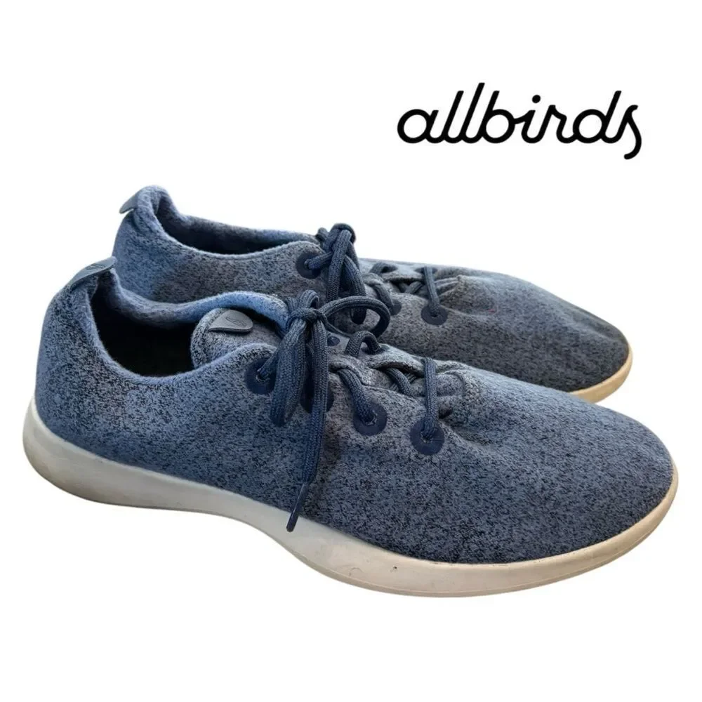 Allbirds Men's Wool Runner Blue Lace-up Sneakers 12