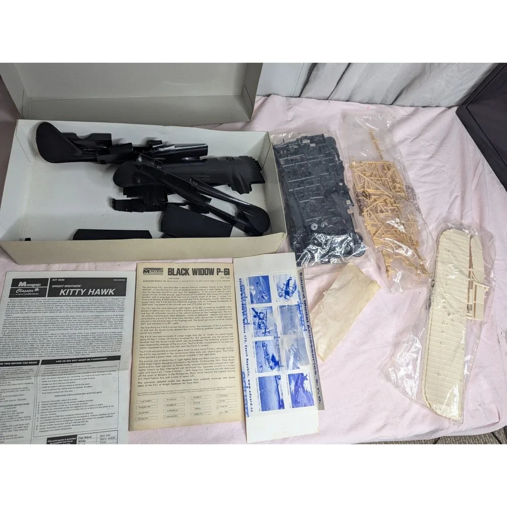 monogram Black Widow P-61 1/48 scale Airplane model kit + Wright Bros Kitty hawk