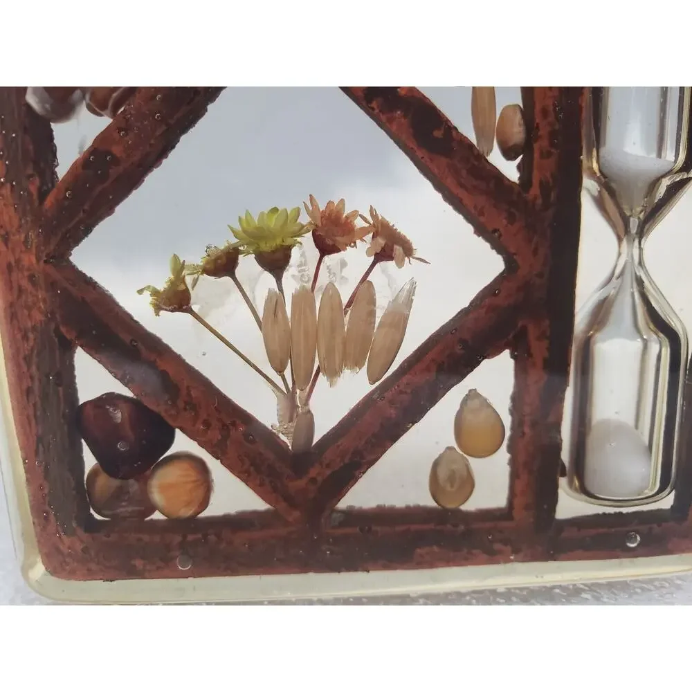 Vintage Dried Flower Sand Hourglass Egg Timer Retro Mod Kitchen mcm decor kitsch