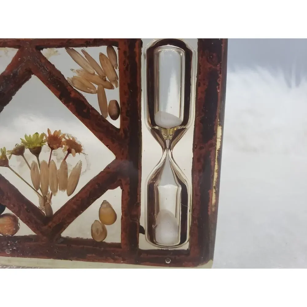 Vintage Dried Flower Sand Hourglass Egg Timer Retro Mod Kitchen mcm decor kitsch