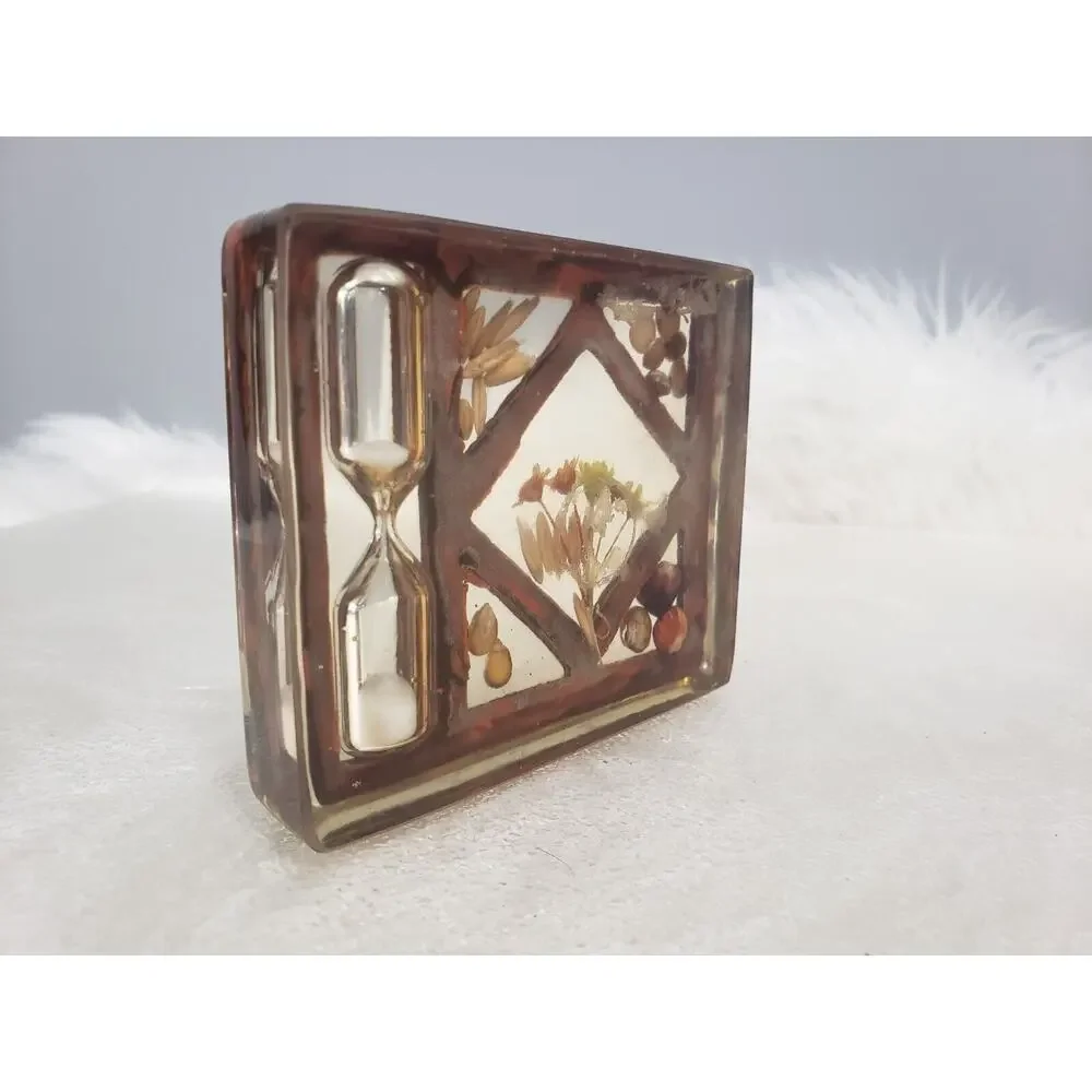 Vintage Dried Flower Sand Hourglass Egg Timer Retro Mod Kitchen mcm decor kitsch