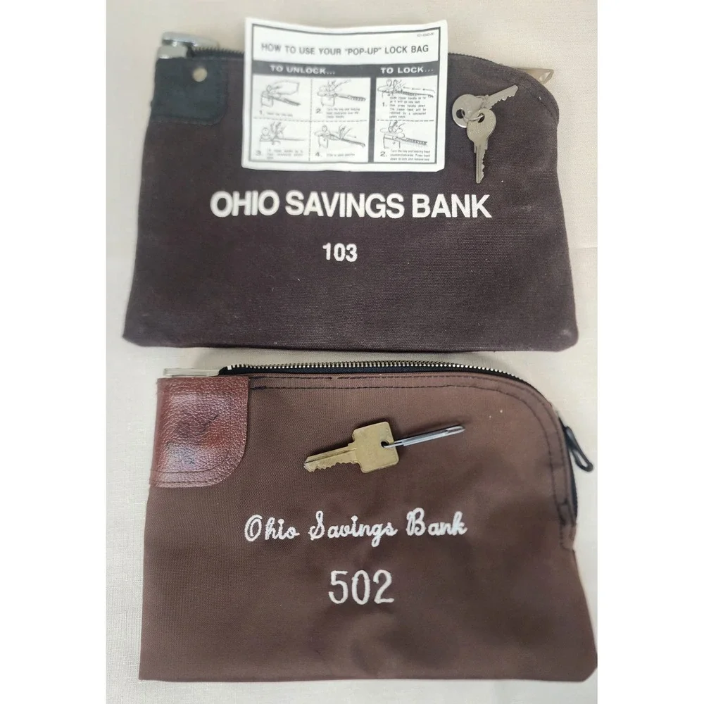 Vintage Ohio Savings Bank  locked money security bags‎ (2)