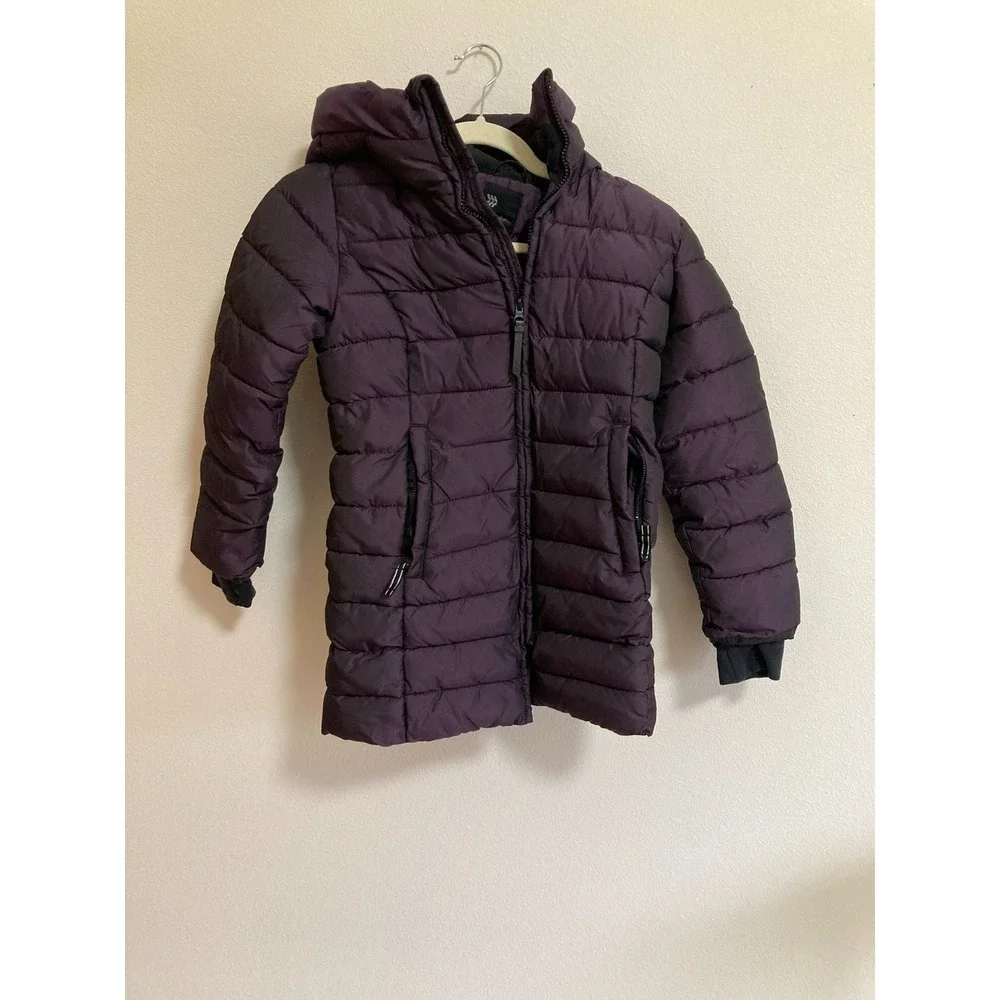 All in Motion Purple Puffer Jacket Kids Size M Medium 7/8 Full‎ Zip with Hood