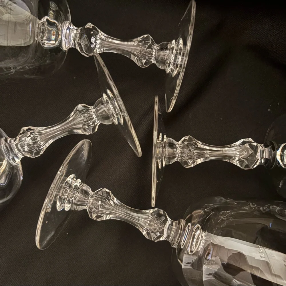 Tiffin Churchill Crystal Goblets Set of 4 Apple Core Stem Vintage