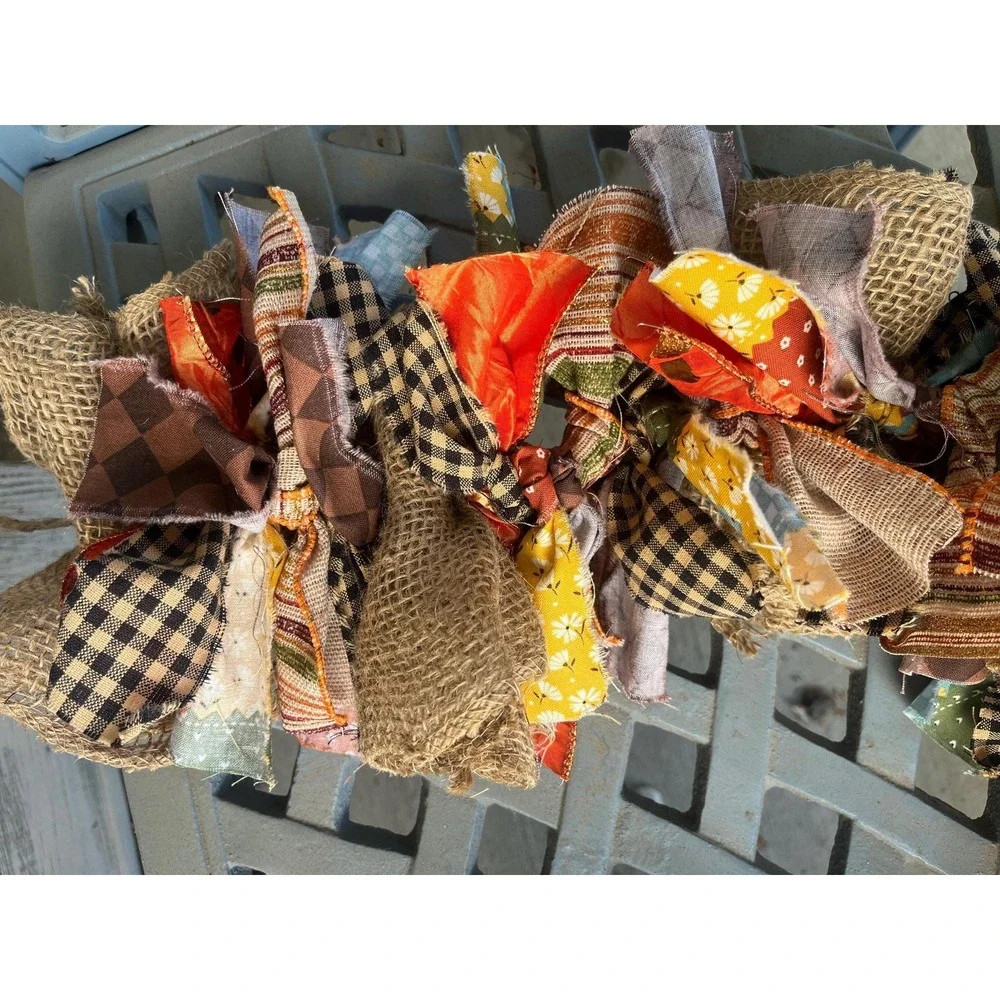 Fall rag garland / harvest / holiday / burlap/ farmhouse / rustic
