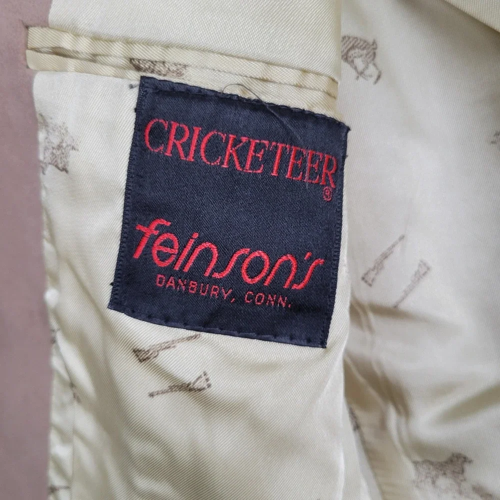 Mens Cricketeer Feinsons‎ Blazer Sport Coat 2 Button Tan Suede Like VTG 40R