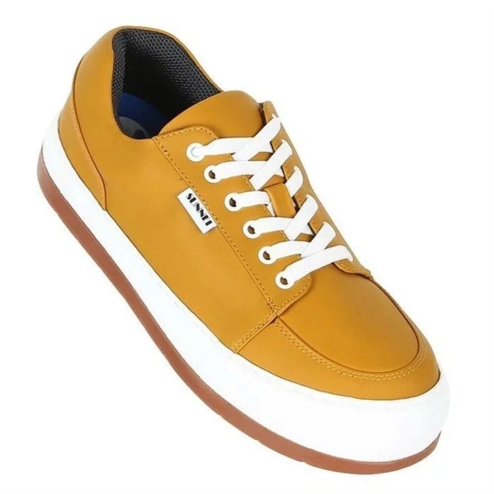 Sunnei NEW Shoes Sneakers Dreamy‎ Size 38 Platform Ocher Leather MADE IN ITALY