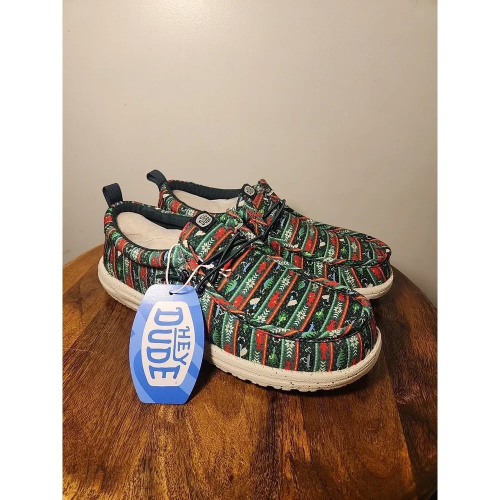 Hey Dude Men's‎ Wally Fishmas Sweater Slipon Sneaker Boat Shoe Size 9  44347-3AP