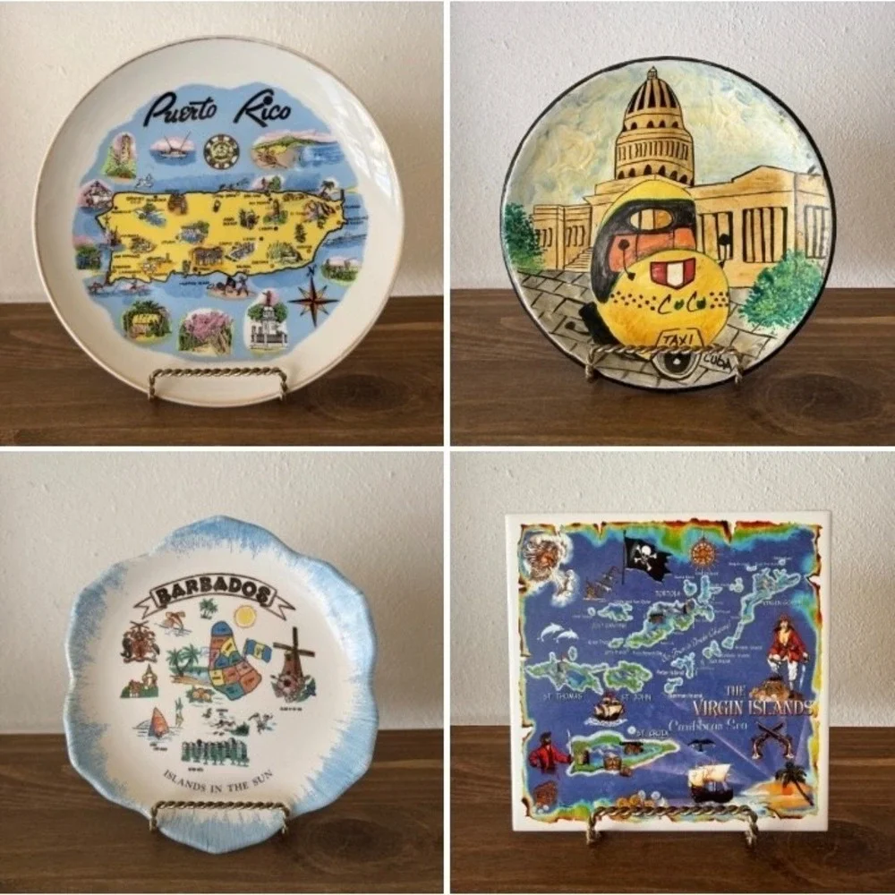 Vintage St Thomas US Virgin Islands Scenes Decorative Plate Caribbean Souvenir T