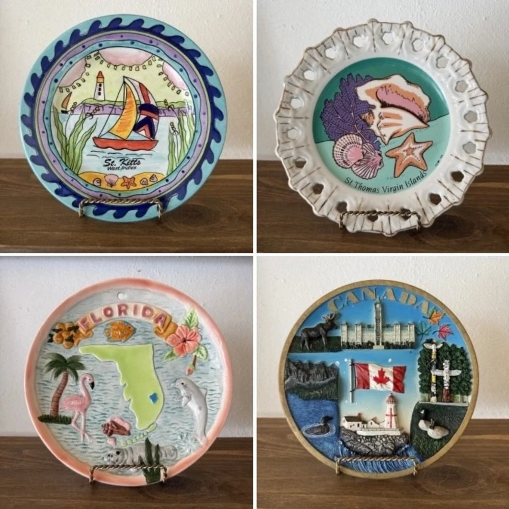 Vintage St Thomas US Virgin Islands Scenes Decorative Plate Caribbean Souvenir T