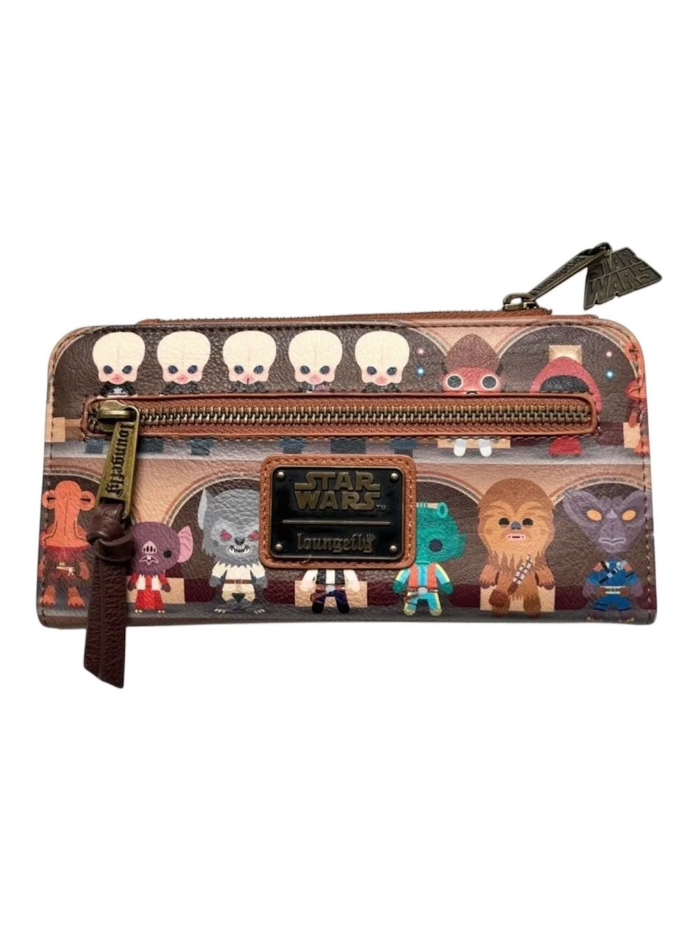 Loungefly X Star Wars Catina Scene Bifold Wallet. Top Zip, Multiple Pockets.