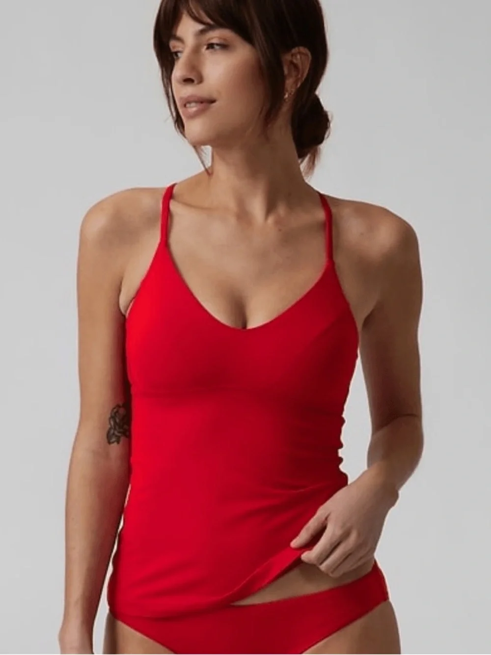 Athleta Triangle Tankini Red Size Large Swim Top
