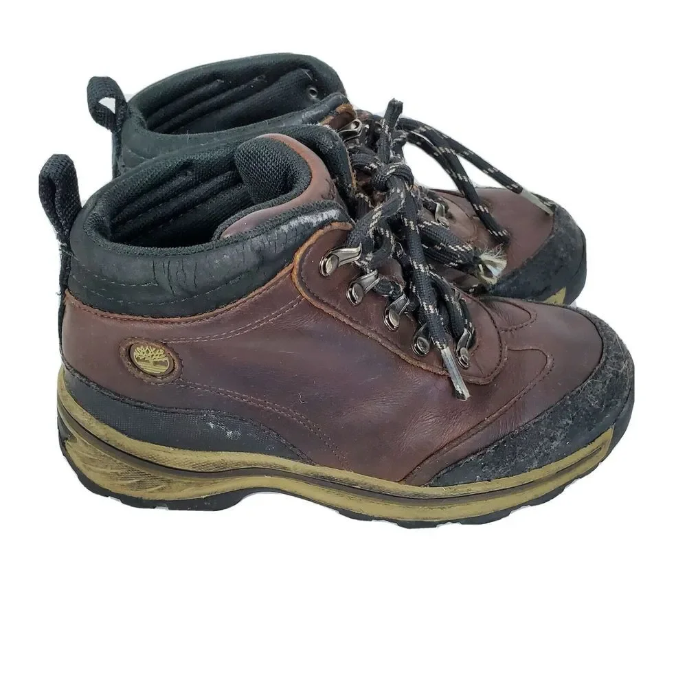 Timberland Boys‎ Pawtuckaway Brown Leather Waterproof Hiking Boots Size 1.5