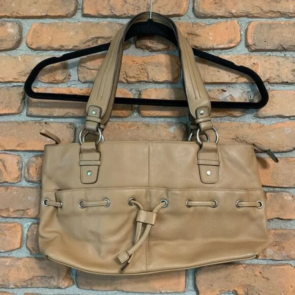 Wilsons‎ Leather Women's Pebbled Leather Satchel Purse Bag Light Brown Medium