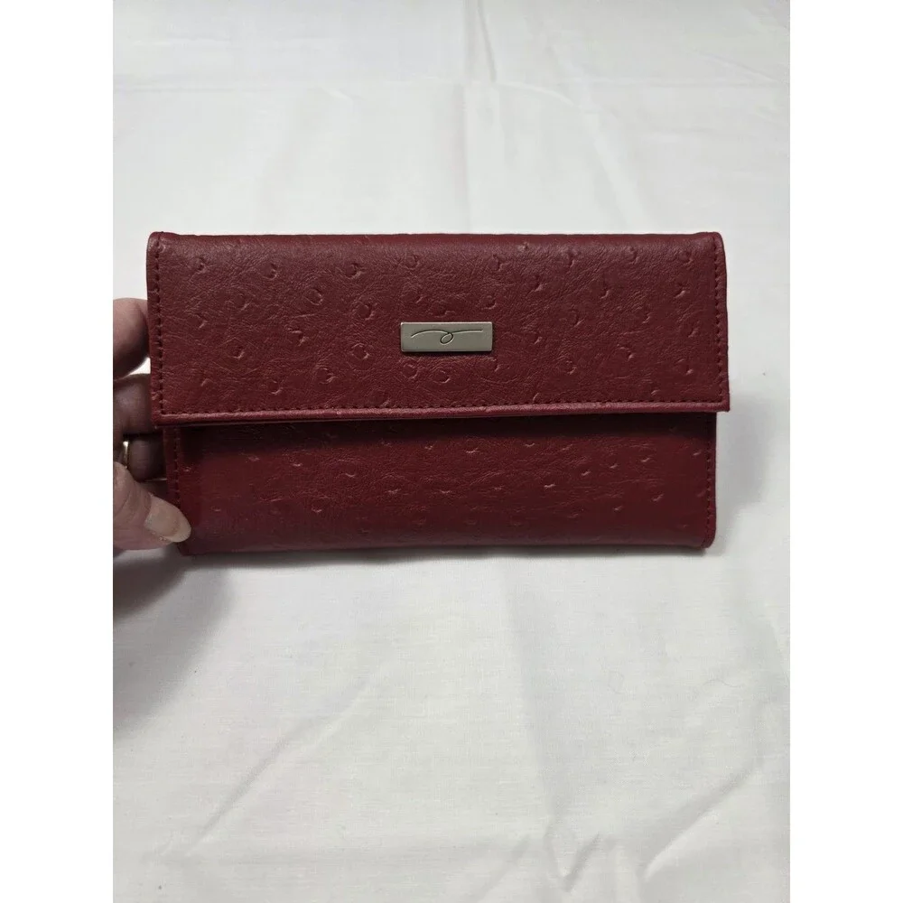 Vintage Guang Tong Red Ostrich trifold wallet
