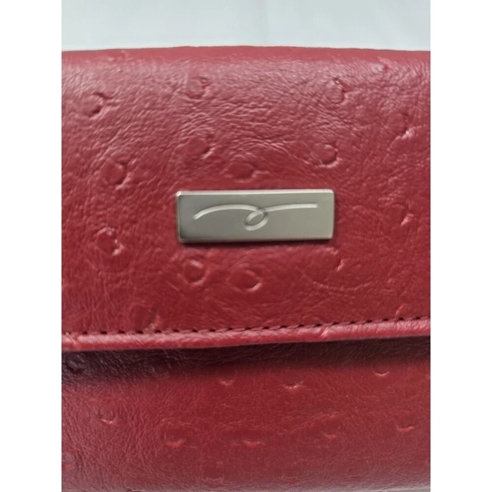 Vintage Guang Tong Red Ostrich trifold wallet