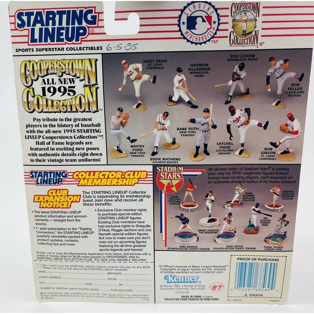 Starting Lineup Kenner 1995 Cooperstown Collection Bob Gibson Cardinals Figure