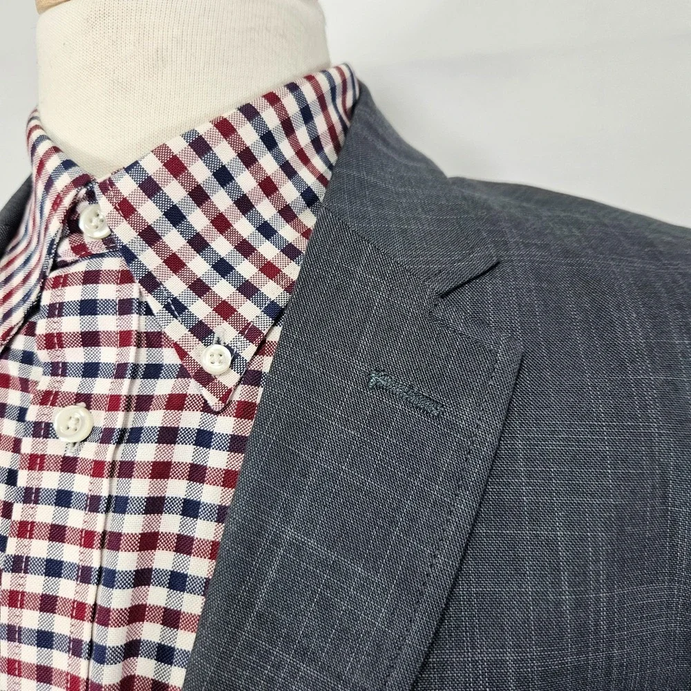 Joseph Abboud Men's Sport Coat Blazer Two Button Gray Plaid Cotton Size XL