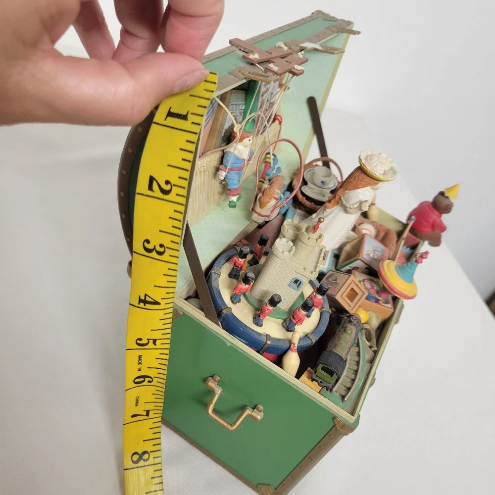 Enesco Green Toy Chest with Colorful Vintage Playset Figurines