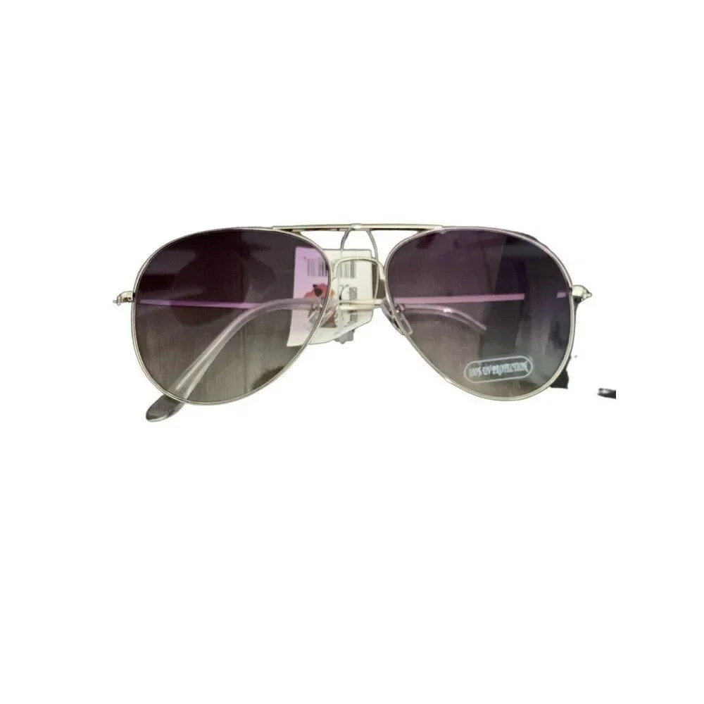 Womens new purple lens silver frame aviator sunglasses Uv Protection