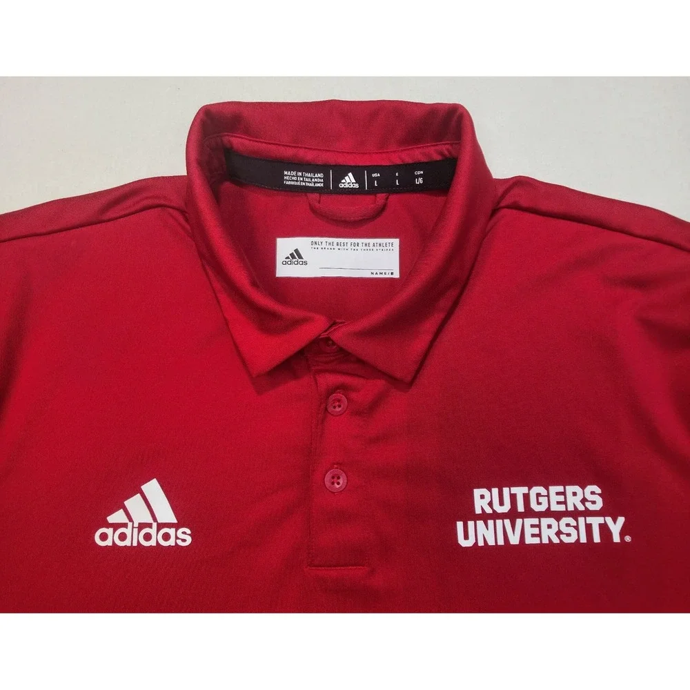 Adidas Polo Shirt Mens L Rutgers Scarlet Knights Team‎ Issue Golf Limited Use