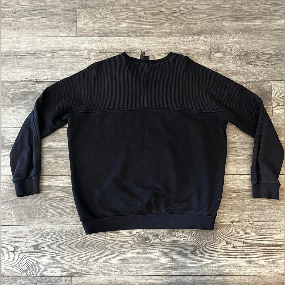Adidas Long Sleeve Pullover Crewneck Sweatshirt Ribbed Black Medium Oversized