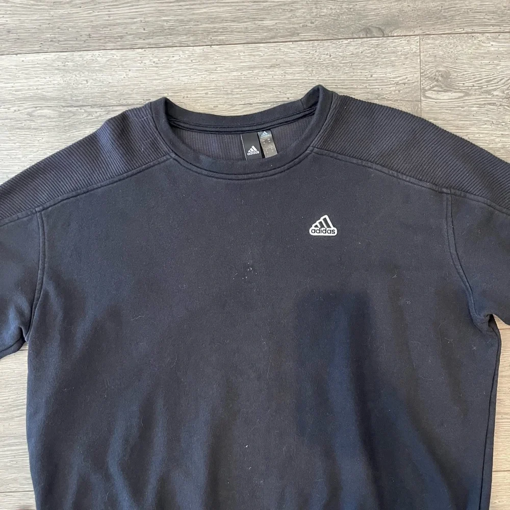 Adidas Long Sleeve Pullover Crewneck Sweatshirt Ribbed Black Medium Oversized