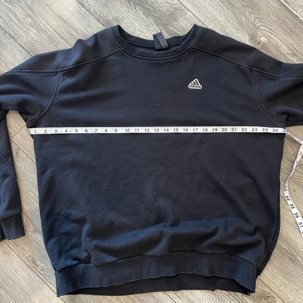 Adidas Long Sleeve Pullover Crewneck Sweatshirt Ribbed Black Medium Oversized
