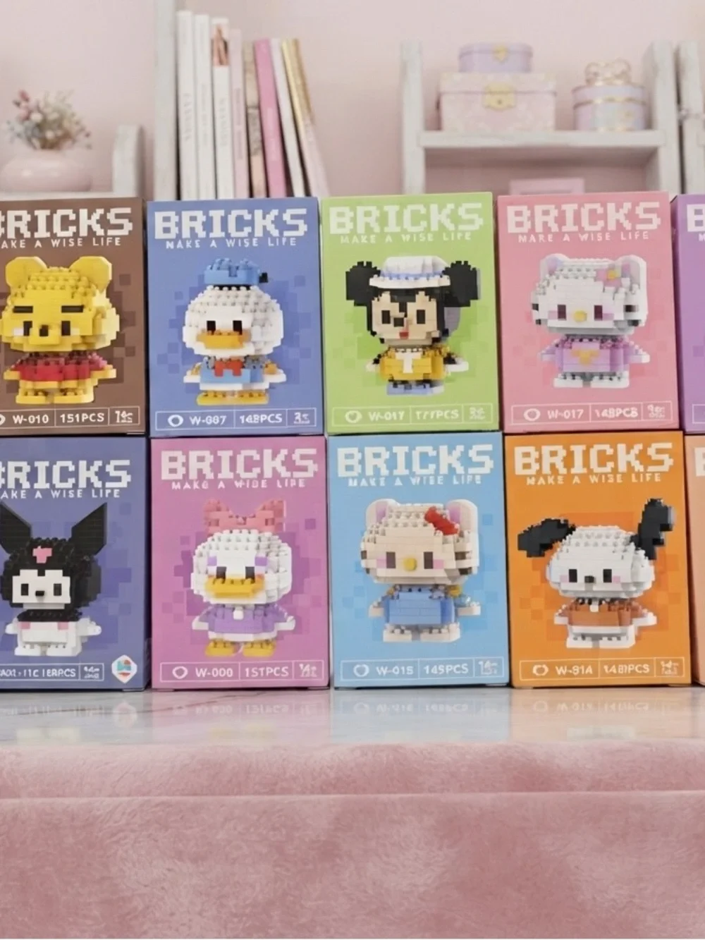 Pink Character Mini Building Set - Cute Collectible 12 boxes of characters