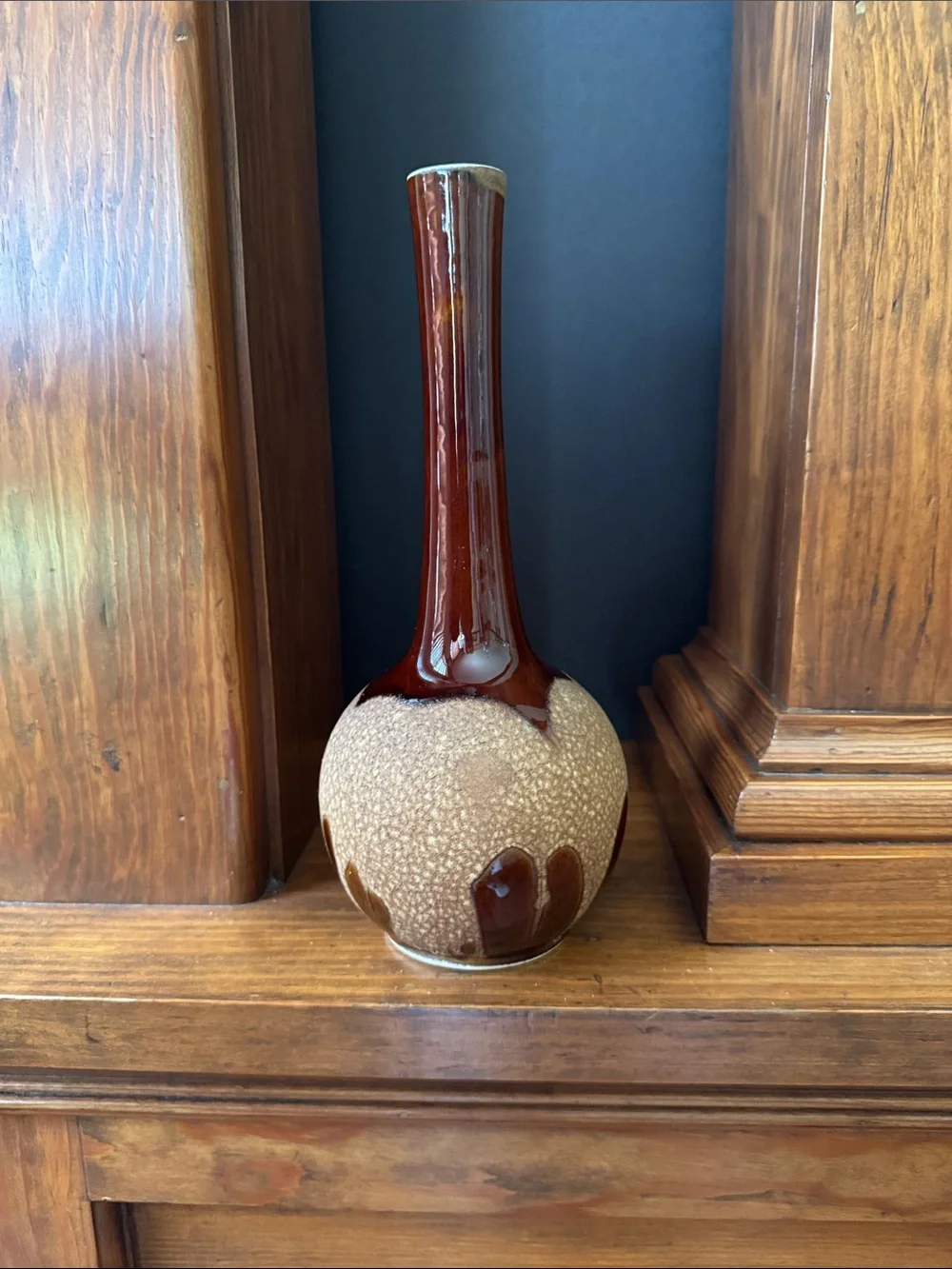 Vintage Royal Haeger MCM Brown Lava Drip Glaze Vase