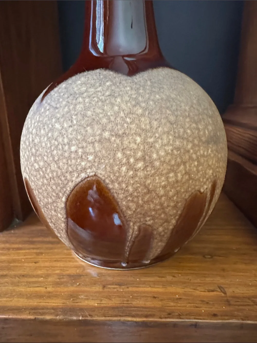 Vintage Royal Haeger MCM Brown Lava Drip Glaze Vase